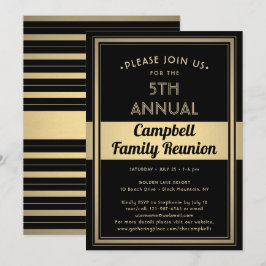 Family Reunion Stylish Typography Black en Gold Kaart