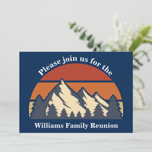 Family Reunion Sunset Mountains Trip Custom Blue Kaart (Staand voorkant)