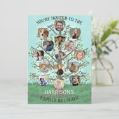 Family Reunion Tree 15 Photo Collage Custom Party Kaart (Staand voorkant)