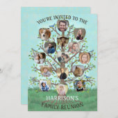 Family Reunion Tree 15 Photo Collage Custom Party Kaart (Voorkant / Achterkant)