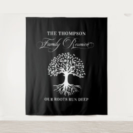 Family reunion tree backdrop banner black wandkleed