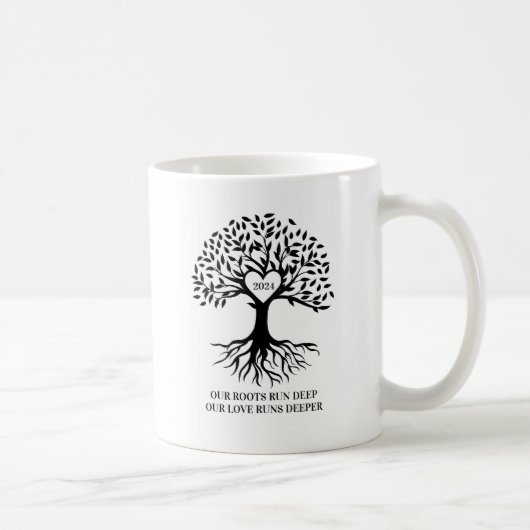 Family reunion tree black and white mug koffiemok (Rechts)