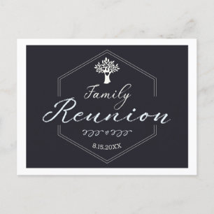 Family Reunion Tree Classic Zwart Wit Uitnodiging Briefkaart