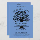 Family Reunion Tree French Blue Save the Date Kaar (Voorkant / Achterkant)