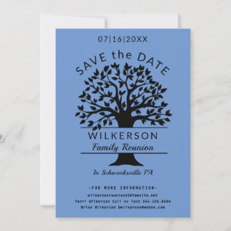 Family Reunion Tree French Blue Save the Date Kaar