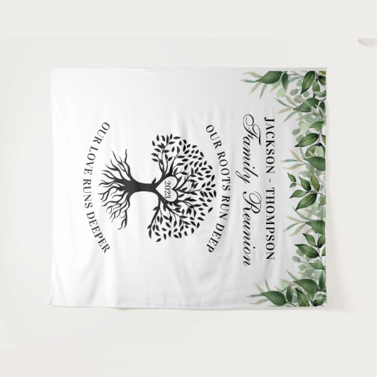 Family reunion tree greenery backdrop banner wandkleed (Voorkant (horizontaal))