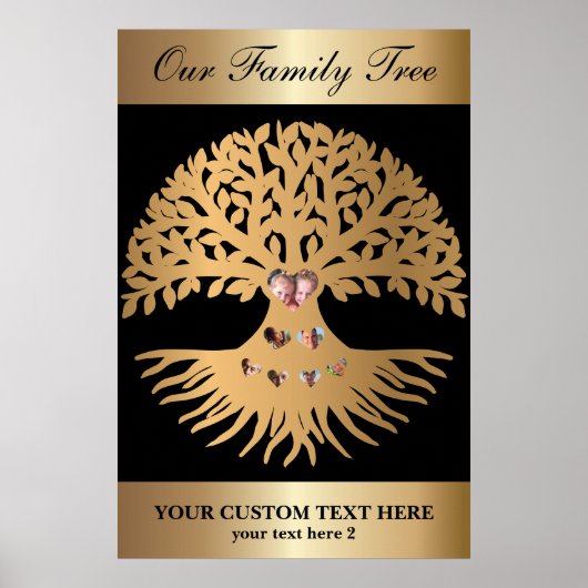 Family Reunion Tree met foto's en harten Poster (Voorkant)