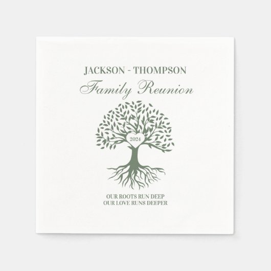 Family reunion tree Napkins green Servet (Voorkant)