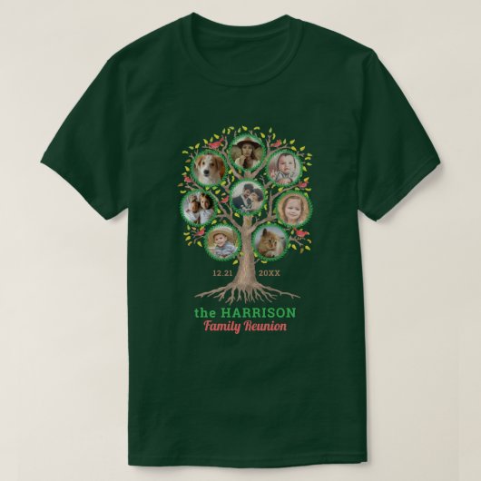 Family Reunion Tree Photo Collage Custom Winter Dk T-shirt (Design voorkant)