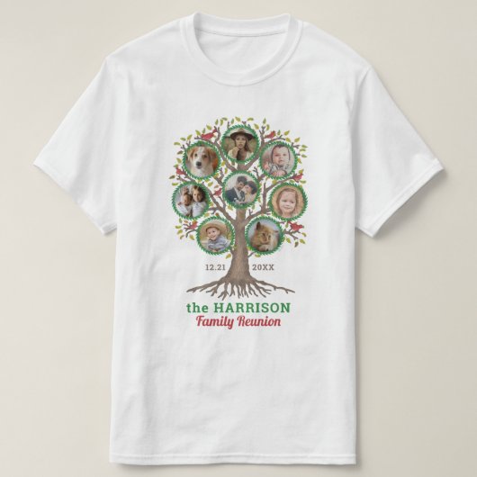 Family Reunion Tree Photo Collage Custom Winter Lt T-shirt (Design voorkant)