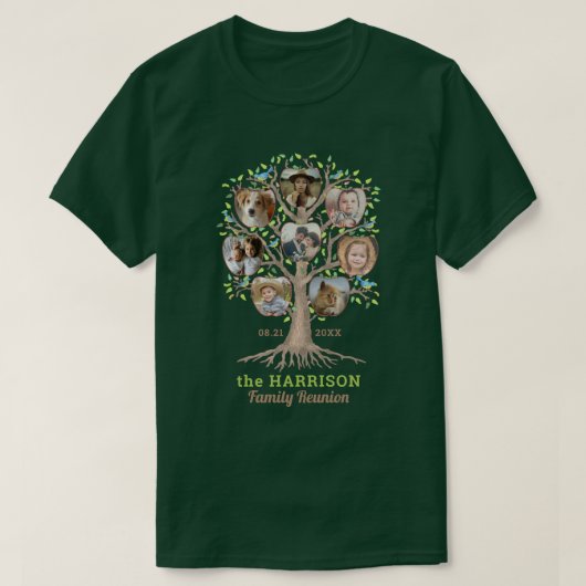 Family Reunion Tree Photo Collage Personated Dk T-shirt (Design voorkant)