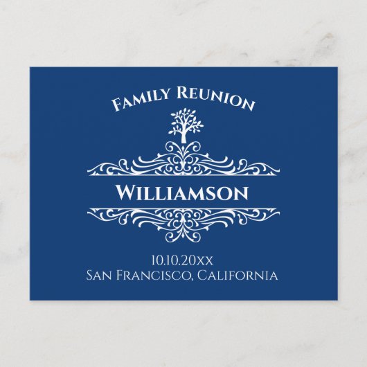 Family Reunion Tree Save The Date Blue Briefkaart (Voorkant)