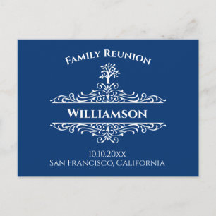 Family Reunion Tree Save The Date Blue Briefkaart