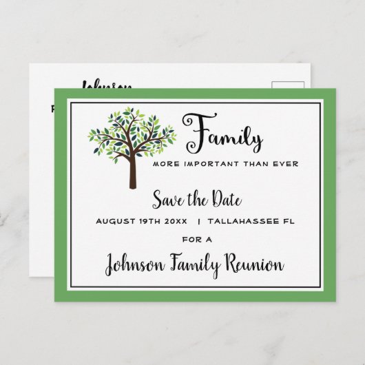 Family Reunion Tree Save the Date Briefkaart (Voorkant / Achterkant)