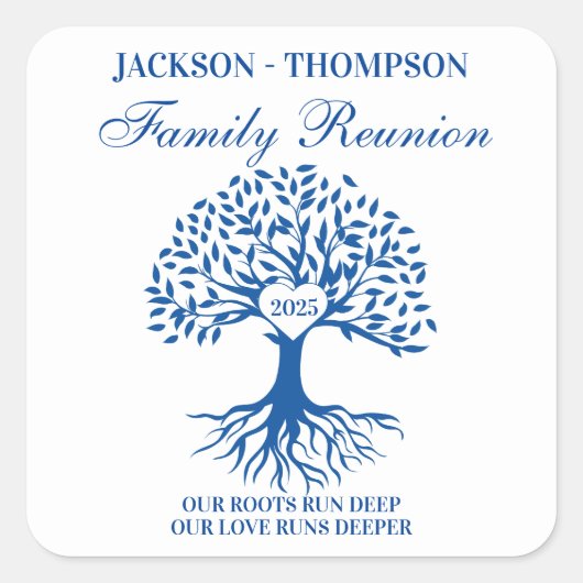 Family reunion tree vierkante sticker (Voorkant)