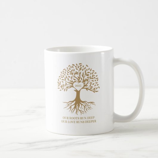 Family reunion tree white and gold mug koffiemok (Rechts)