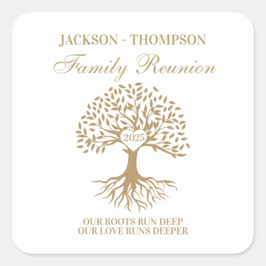 Family reunion tree white vierkante sticker (Voorkant)