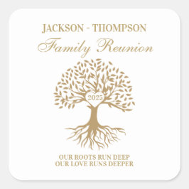 Family reunion tree white vierkante sticker