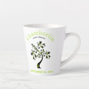 Family Reunion Trendy Bright Green Floral Artwork Latte Mok
