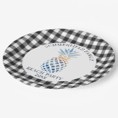 Family Reunion Tropical Beach Summer Party Gingham Papieren Bordje (Gekanteld)