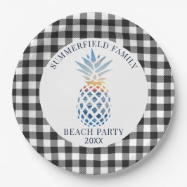 Family Reunion Tropical Beach Summer Party Gingham Papieren Bordje