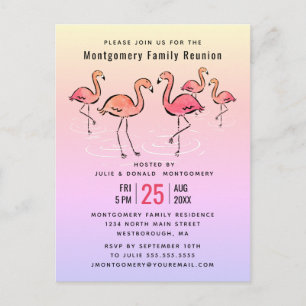 - Family Reunion Tropische Waterverf Flamingo Uitnodiging Briefkaart