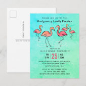 - Family Reunion Tropische Waterverf Flamingo Uitnodiging Briefkaart (Voorkant / Achterkant)