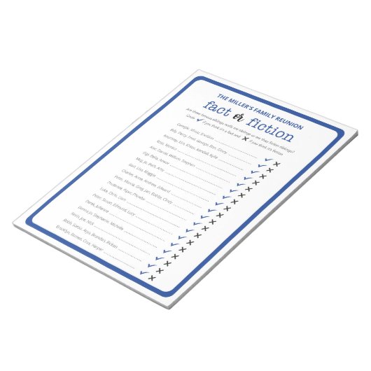 Family Reunion True of False Trivia Game Notitieblok (Schuin)