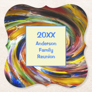 Family Reunion Vivid Tie Dye Abstracte Event Kartonnen Onderzetters