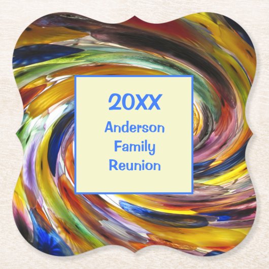 Family Reunion Vivid Tie Dye Abstracte Event Kartonnen Onderzetters (Voorkant)