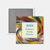 Family Reunion Vivid Tie Dye Abstracte Event Magneet (Voorkant / Achterkant)
