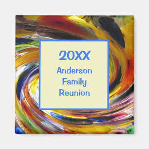 Family Reunion Vivid Tie Dye Abstracte Event Magneet