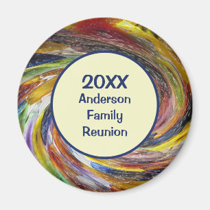 Family Reunion Vivid Tie Dye Abstracte Event Magneet