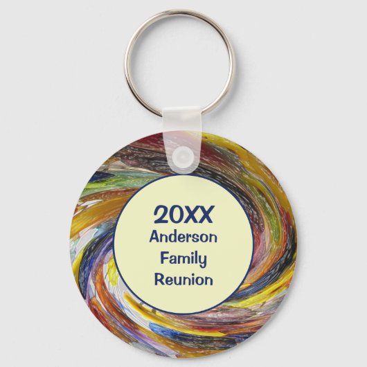 Family Reunion Vivid Tie Dye Abstracte Event Sleutelhanger (Voorkant)