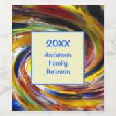 Family Reunion Vivid Tie Dye Abstracte Event Wijn Etiket (Enkel label)