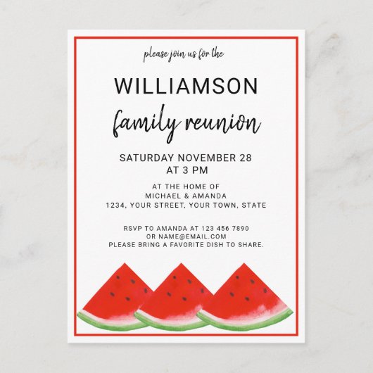 Family Reunion Watermelon Summer Party Aankondigingskaart (Voorkant)