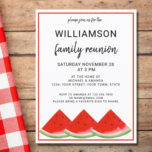 Family Reunion Watermelon Summer Party Aankondigingskaart