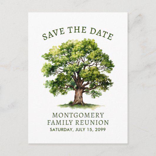 Family Reunion Waterverf Tree Save the Date Aankondigingskaart (Voorkant)