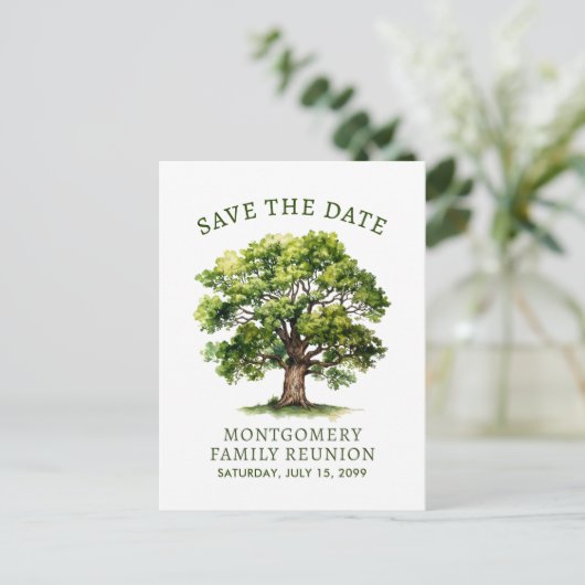 Family Reunion Waterverf Tree Save the Date Aankondigingskaart (Staand voorkant)