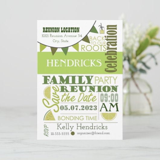 Family Reunion Word Art design Kaart (Staand voorkant)