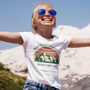 Family Road Trip Mountains Sunset Custom Girls T-shirt