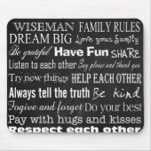 Family Rules Last Name Personalized Cust Mouse Pad Muismat (Voorkant)