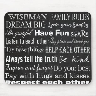 Family Rules Last Name Personalized Cust Mouse Pad Muismat