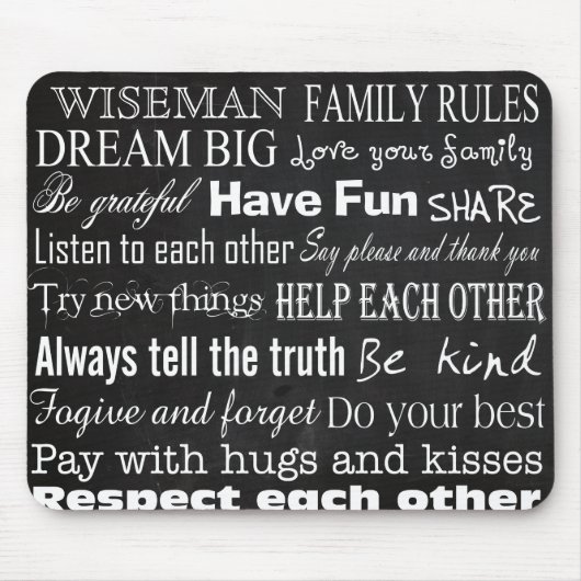 Family Rules Last Name Personalized Cust Mouse Pad Muismat (Voorkant)
