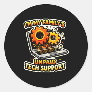 Family’s unpaid tech support funny tech nerd ronde sticker