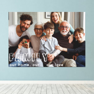 Family Script Collage Chic Canvas Afdruk