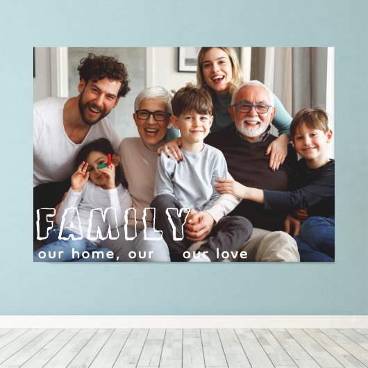 Family Script Collage Chic Canvas Afdruk (Insitu (Houten vloer))