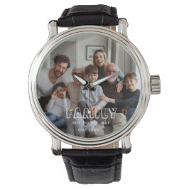Family Script Collage Chic Horloge