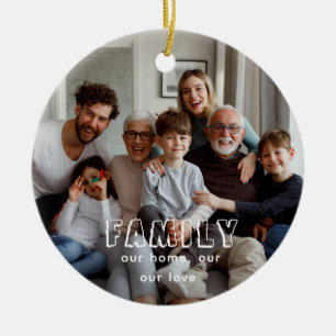 Family Script Collage Chic Keramisch Ornament