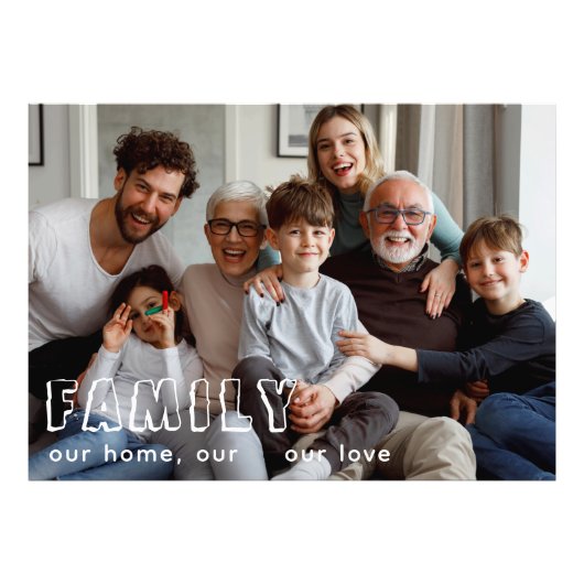 Family Script Collage Chic Photo Block Foto Afdruk (Voorkant)